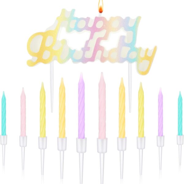 Happy Birthday Letter Candle Set – 10 Macaron Spiral Candles (2.95")