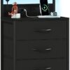 Black Nightstand with LED & Charging Station – 4 Drawers + Shelf - Image 7