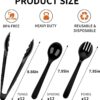 36-Piece Disposable Serving Utensils – 12 Sets of Black Plastic Spoons, Forks & Tongs for Parties - Image 6
