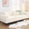 Shaggy Faux Fur Couch Cover – Thick, Non-Slip Sofa Protector for Pets & Kids (Cream, 28"x28") - Image 5