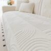 Velvet Quilted Couch Cover – Non-Slip, Soft Sofa Protector for Pets & Kids (Cream, 28"x28") - Image 3