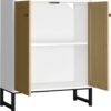 Rattan 2-Door Storage Cabinet – Accent Sideboard for Living Room or Kitchen (Natural) - Image 3