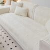 Velvet Quilted Couch Cover – Non-Slip, Soft Sofa Protector for Pets & Kids (Cream, 28"x28") - Image 5