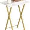 Set of 4 Folding TV Tray Tables with Storage Rack – Marble & Gold, Easy Assembly, DM50BZ01 - Image 3