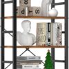 Sweetcrispy 5-Tier Tall Bookshelf – Rustic Brown Industrial Storage Organizer for Home & Office - Image 6