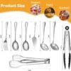 15-Piece Serving Utensils Set – Silver Stainless Steel Serveware for Parties, Buffet, Catering & Entertaining - Image 2