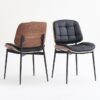 Mid-Century Modern Dining Chairs Set of 4 – Walnut Back & Black Faux Leather with Cushioned Seats - Image 5
