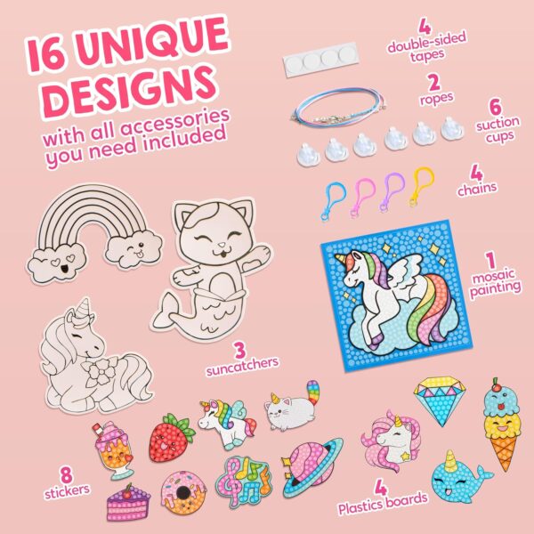 16-Piece Gem Painting Kit – 5D Diamond Art for Kids, Craft Activities for Girls Ages 6-12, Premium Art Gift