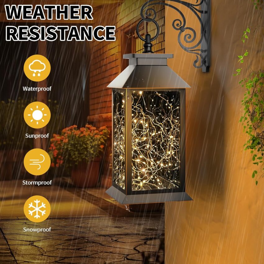 2-Pack Solar Lanterns – Waterproof LED Fairy Lights, Battery & Solar Powered for Outdoor & Indoor Decor