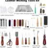 Leather Working Tools Kit with Storage Bag, for Cutting, Punching, Sewing, Carving & Stamping - Image 2