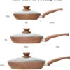 3-Piece Nonstick Frying Pan Set with Lids – Granite Cookware, Induction Compatible, PFOA-Free, Toxin-Free - Image 4