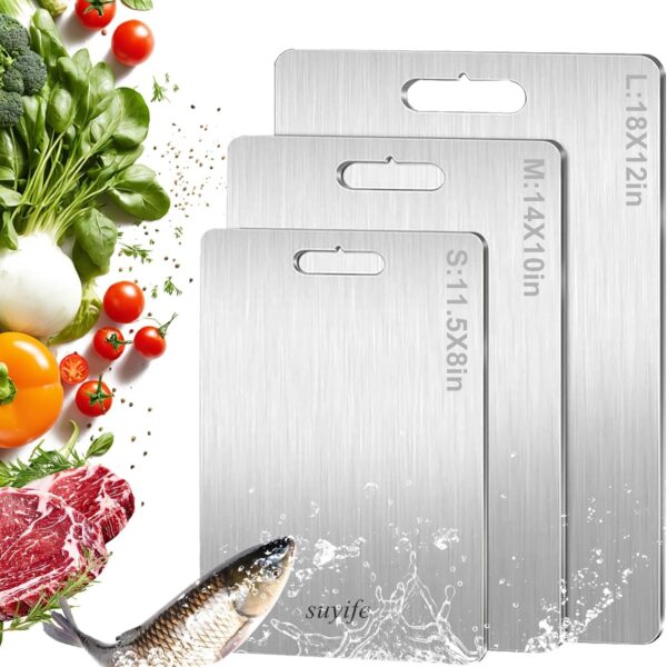 3-Piece Titanium Cutting Board Set – 100% Pure, Double-Sided Food-Grade Boards for Meat & Veggies