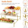 3-Tier Plastic Serving Tray – 12" x 6.5" Crack-Proof Platters with Gold Stand for Veggies, Fruit & Desserts - Image 4