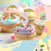 Rainbow Number 3 Birthday Candle – 3D Macaron Glitter with 12 Spiral Candles - Image 3