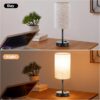 Set of 2 Dimmable Bedside Lamps with AC Outlet – Flaxen Shade & Black Base - Image 3
