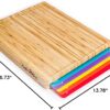 Bamboo Cutting Board Set – Includes 6 Color-Coded Plastic Boards with Food Icons for Easy Organization - Image 7