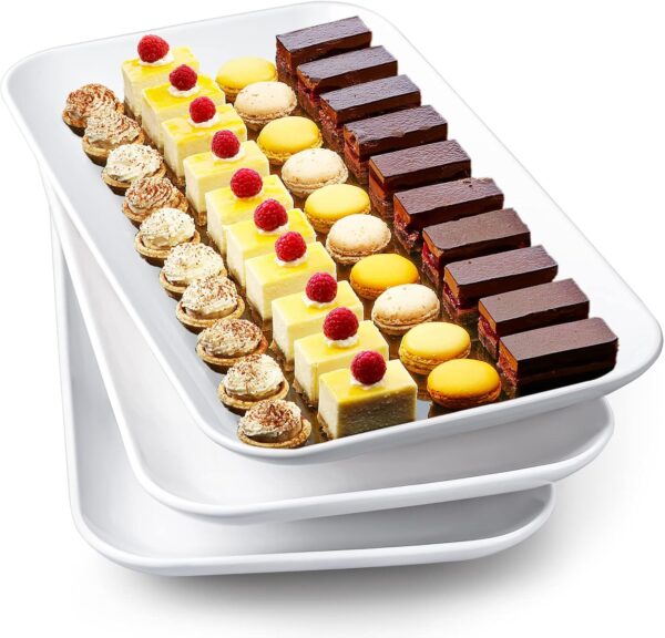 16" Large Serving Platter Set – White Porcelain Trays for Party, Entertaining & Appetizers, Set of 3