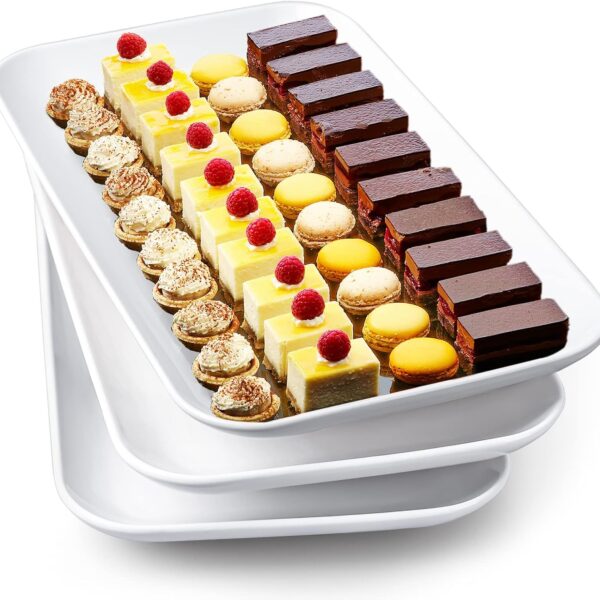 16" Large Serving Platter Set – White Porcelain Trays for Party, Entertaining & Appetizers, Set of 3