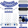 Blue & Silver Birthday Decorations – Banner, Balloons, Honeycomb Balls, Swirls & Garland for All Ages - Image 6