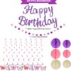 Purple Birthday Decorations – Pre-Strung Banner, Honeycomb Balls, Swirls & Garland (No DIY Needed) - Image 6