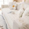 Farmhouse Cotton Quilted Sofa Cover – Embroidered, Non-Slip Furniture Protector for Pets & Kids (Ivory, 28"x28") - Image 2