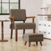 Accent Chair Set of 2 with Table – Soft Seat & Armrests, Brown (AC01) - Image 3
