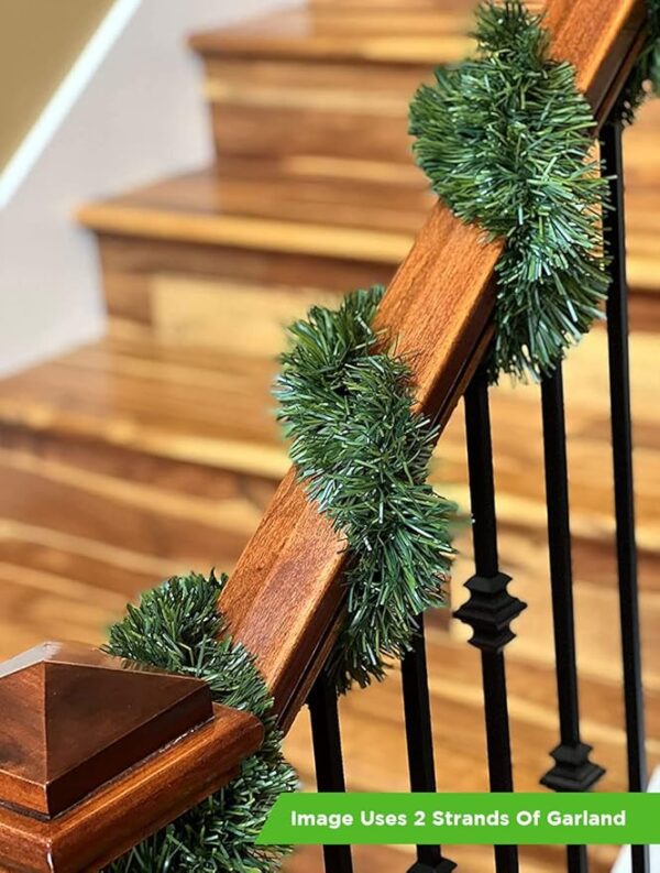 50ft Green Christmas Garland – Soft Non-Lit Holiday Decor for Indoor/Outdoor Use