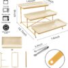 3-Tier Serving Tray – 14" Beige Platters with Collapsible Gold Iron Rack for Fruit & Dessert Display - Image 2