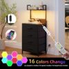 Black Nightstand with LED & Charging Station – 4 Drawers + Shelf - Image 3