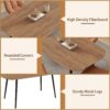 55.1" Modern Dining Table Set for 4 – Walnut Table with 4 White Leather Chairs - Image 5