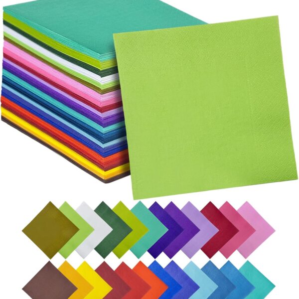 120 PCS Cocktail Napkins – 24-Color 5x5" Disposable Paper Napkins for Weddings, Parties & Drinks