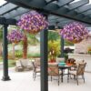 Purple Artificial Daisy Hanging Flowers in Basket – UV Resistant Faux Plants for Outdoor Patio, Lawn & Garden Decor - Image 4