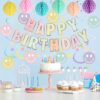 Pastel Birthday Decorations – Pre-Strung Banner, Honeycomb Balls, Swirls & Garland (No DIY Needed) - Image 6
