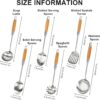 6-Piece 304 Stainless Steel Kitchen Serving Utensils Set – Wooden Handle, Heat-Resistant & Dishwasher Safe - Image 4