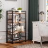 4-Tier Small Bookshelf – Rustic Brown Metal Bookcase for Storage & Organization in Home or Office - Image 4