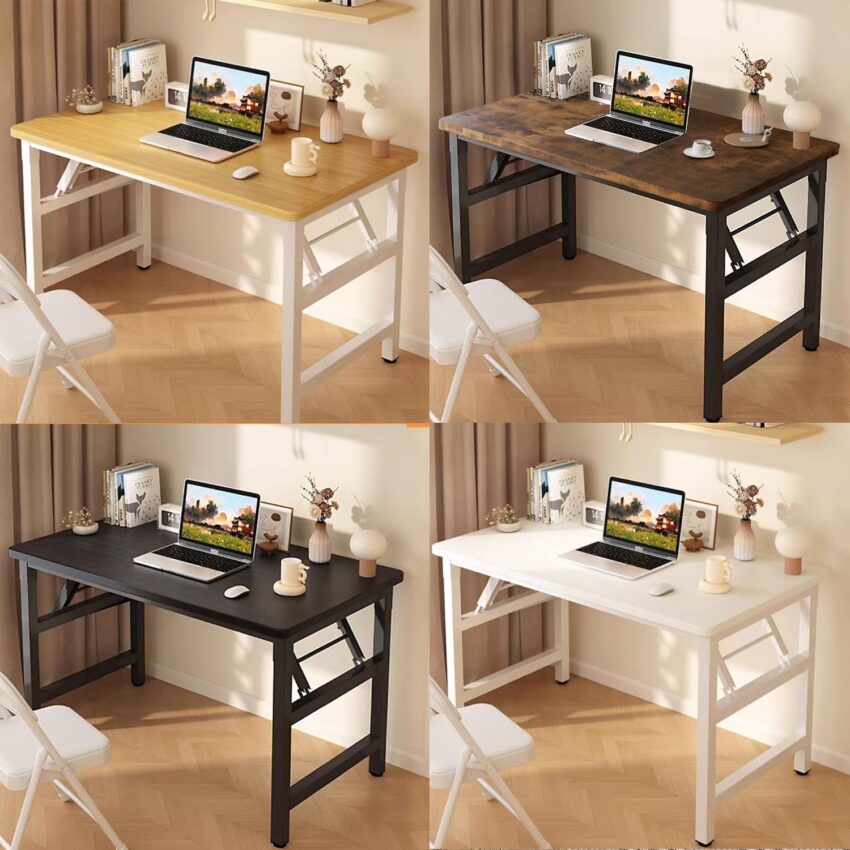 31.5" White Folding Desk – No Assembly, Space-Saving Table for Small Spaces