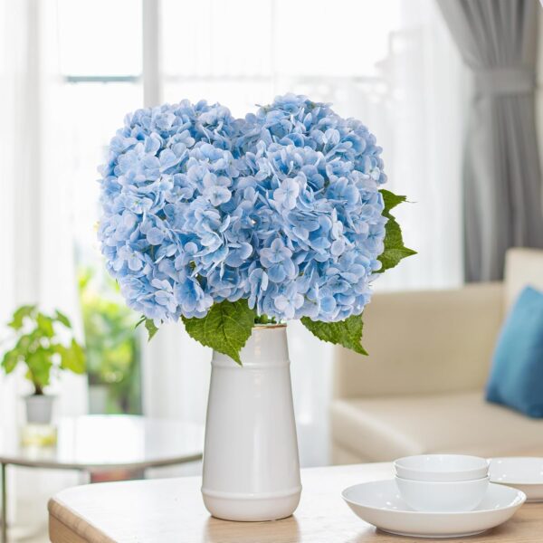 4 Blue 21" Real Touch Hydrangeas – Faux Flowers for Vase, Wedding & Table Decor