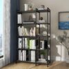 5-Tier Deformable Corner Bookshelf – Free-Standing Industrial Bookcase for Home or Office (Dark Grey) - Image 6