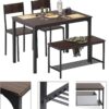 4-Piece Dining Table Set with Bench & Chairs – 43.3" Rustic Oak Kitchen Set for Small Spaces - Image 2