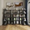5-Tier Deformable Corner Bookshelf – Free-Standing Industrial Bookcase for Home or Office (Dark Grey) - Image 4