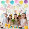 Pastel Birthday Decorations – Pre-Strung Banner, Honeycomb Balls, Swirls & Garland (No DIY Needed) - Image 5
