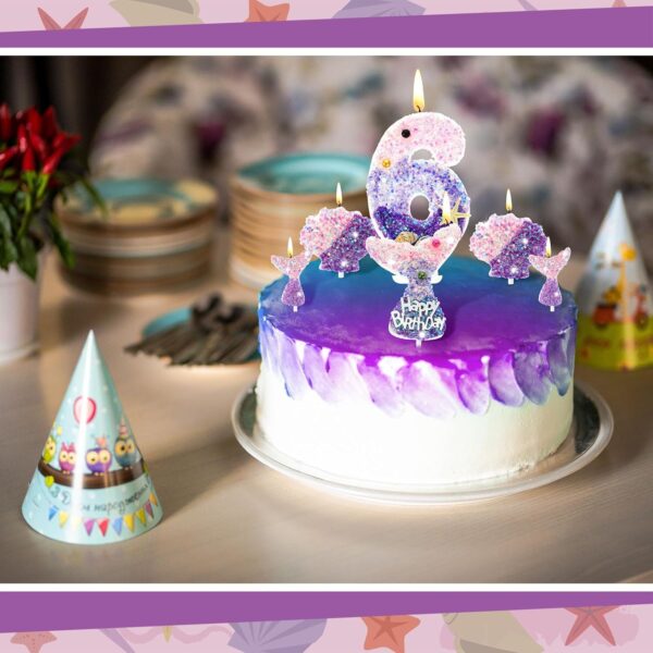 Mermaid Birthday Candle Set – 6-Pack with Number & Themed Candles (Tails & Shells)