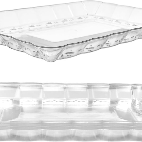 12-Pack Clear 9x13" Plastic Serving Platters – Disposable Trays for Parties, Snacks & More