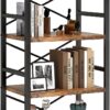 4-Tier Small Bookshelf – Rustic Brown Metal Bookcase for Storage & Organization in Home or Office - Image 5