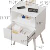 White Nightstand – Modern Bedside Table with Drawer & Open Shelf, Solid Wood Legs - Image 7