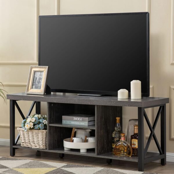 Grey TV Stand for up to 55" TVs – Open Storage & Shelves