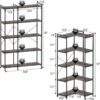 5-Tier Deformable Corner Bookshelf – Free-Standing Industrial Bookcase for Home or Office (Dark Grey) - Image 7