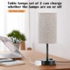 Set of 2 Dimmable Bedside Lamps with AC Outlet – Flaxen Shade & Black Base - Image 2