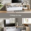 Adjustable TV Stand with Power Outlet, LED Light, Fits TVs up to 106", Cloud White & Beige (ULTV126W01) - Image 2
