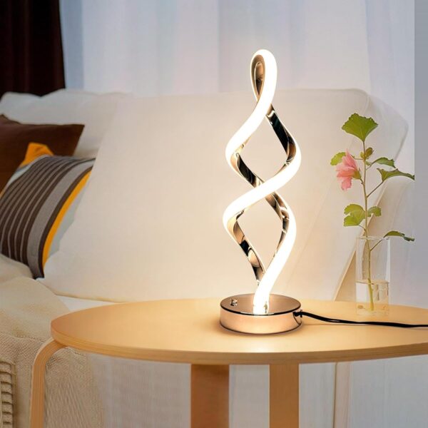 Modern Spiral RGB Table Lamp, Touch Dimmable, 7 Colors & 10 Modes for Bedroom & Living Room